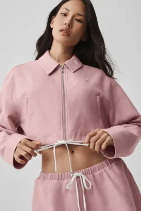 Kort Fan Favorite-jackor med hel dragkedja – Vintage Pink