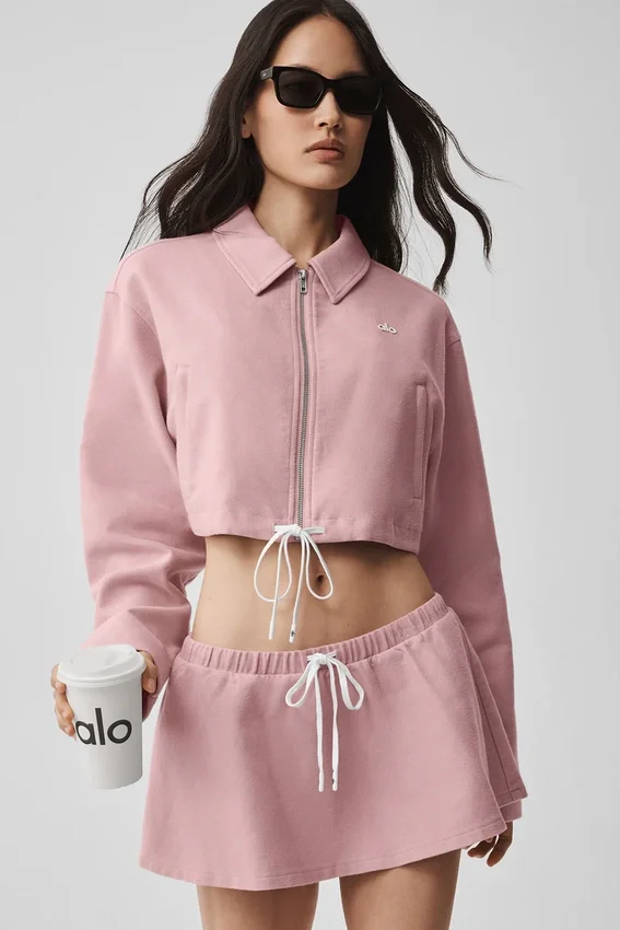 Kort Fan Favorite-jackor med hel dragkedja – Vintage Pink