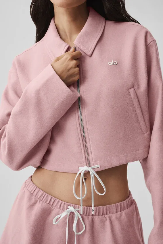 Kort Fan Favorite-jackor med hel dragkedja – Vintage Pink
