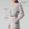 Kort kofta i genomskinlig kashmir – Athletic Heather Grey