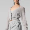Kort kofta i genomskinlig kashmir – Athletic Heather Grey