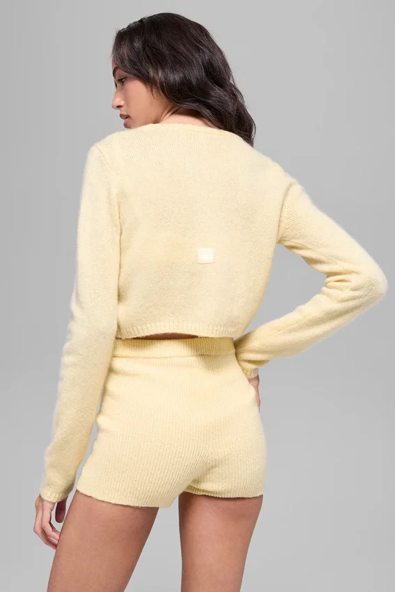 Kort kofta i ull och kashmir – New Class – Candlelight Yellow