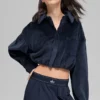 Kort Mountain Side-jackor i ribbad velour – Navy