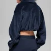 Kort Mountain Side-jackor i ribbad velour – Navy