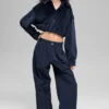 Kort Mountain Side-jackor i ribbad velour – Navy