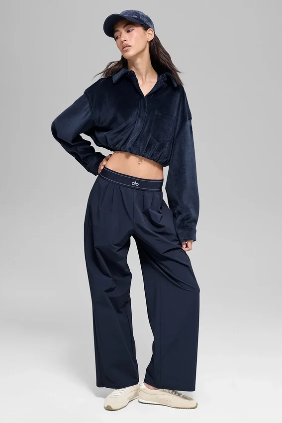 Kort Mountain Side-jackor i ribbad velour – Navy