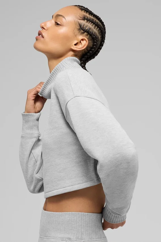 Kort Serenity-överdragströja – Athletic Heather Grey