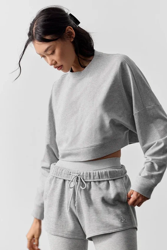 Kort Sway-tröja med rund hals – Athletic Heather Grey
