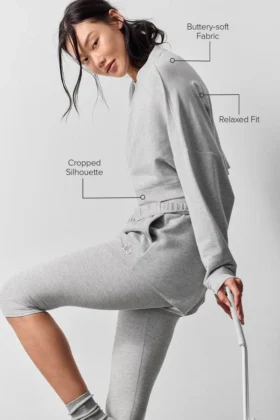 Kort Sway-tröja med rund hals – Athletic Heather Grey