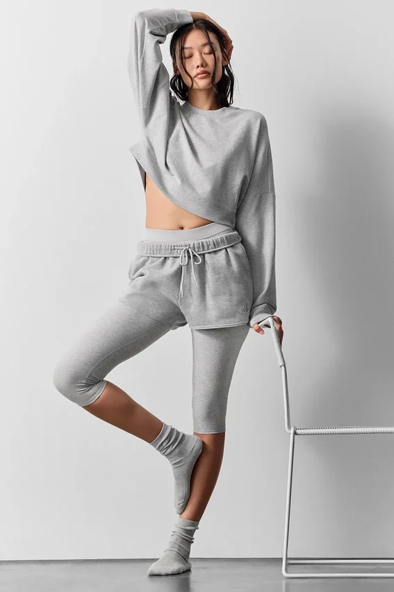 Kort Sway-tröja med rund hals – Athletic Heather Grey