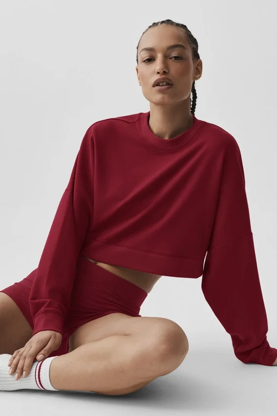Kort Sway-tröja med rund hals – Summer Romance Red
