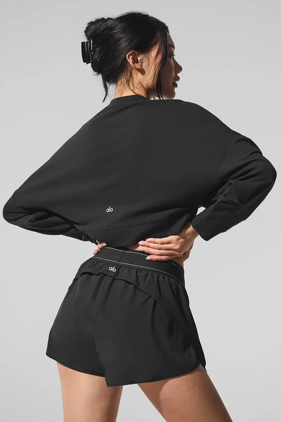 Kort Sway-tröja med rund hals – svart