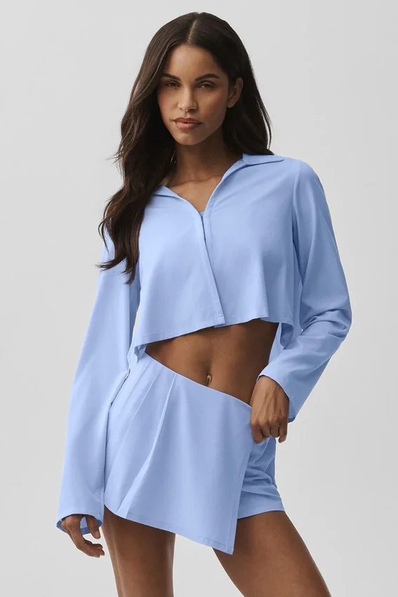 Kort Unmatched-tröja med långärm – ljus provenceblå