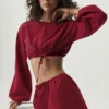 Kortärmad långärmad tröja i bomull – Summer Romance Red
