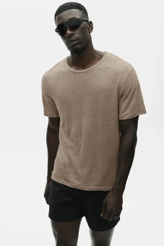 Kortärmad T-shirt i linnejersey – Gravel