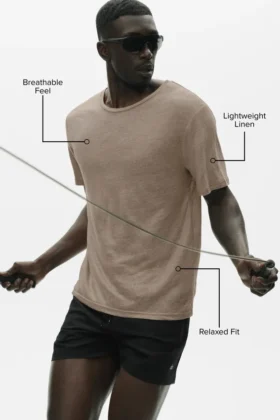 Kortärmad T-shirt i linnejersey – Gravel