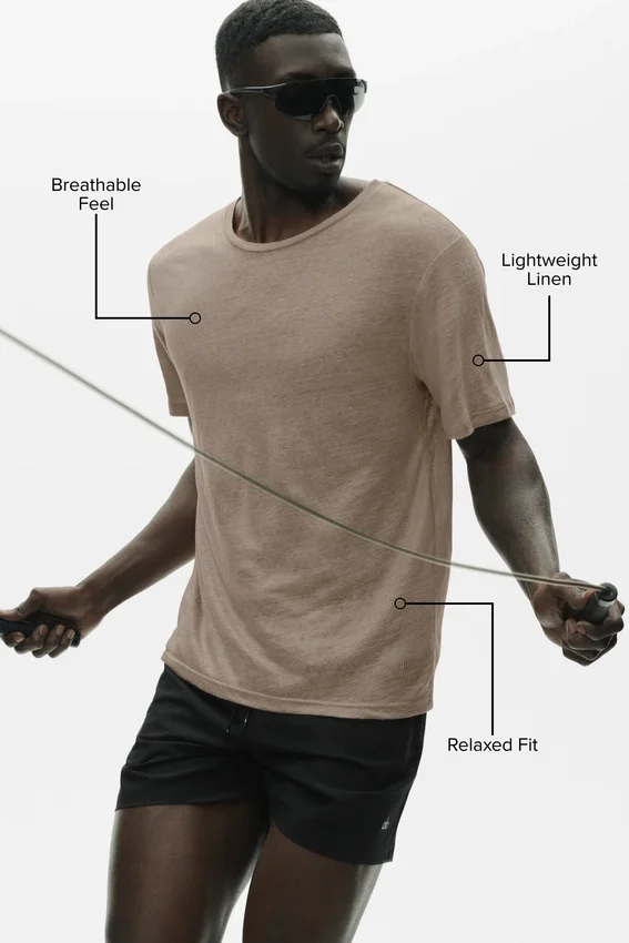 Kortärmad T-shirt i linnejersey – Gravel