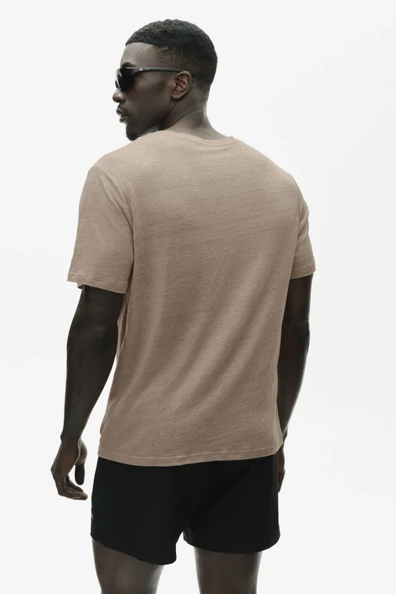 Kortärmad T-shirt i linnejersey – Gravel