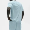 Kortärmad T-shirt i linnejersey i kuststil – Seaside Blue