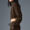 Kortärmad turtleneck med kabelstickning från Winter Bliss – Espresso