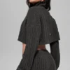 Kortärmad turtleneck med kabelstickning från Winter Bliss – mörk melerad