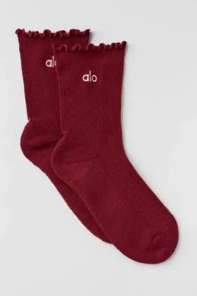 Lettuce Edge-strumpor för damer – Summer Romance Red