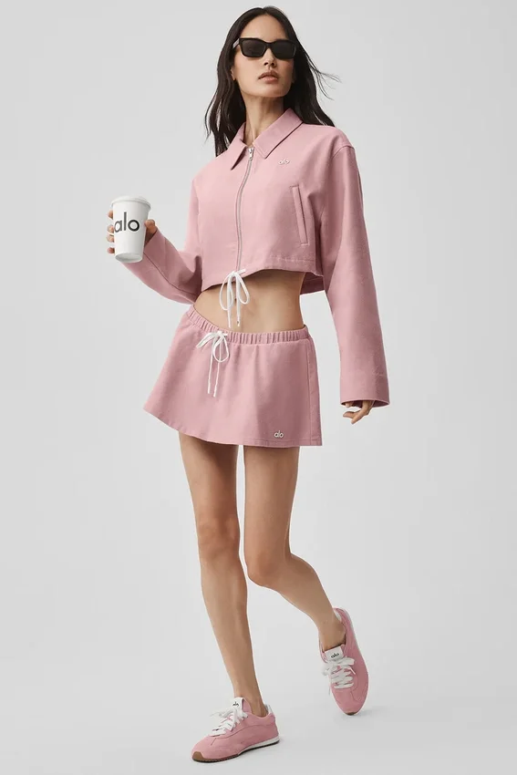 Kort Fan Favorite-jackor med hel dragkedja – Vintage Pink