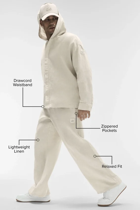 Linen Days byxor med raka ben – benvit