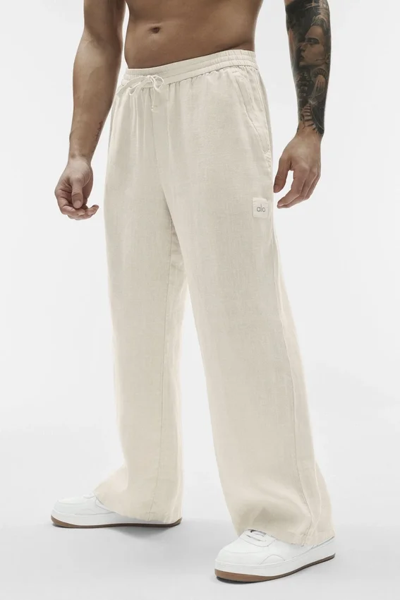 Linen Days byxor med raka ben – benvit