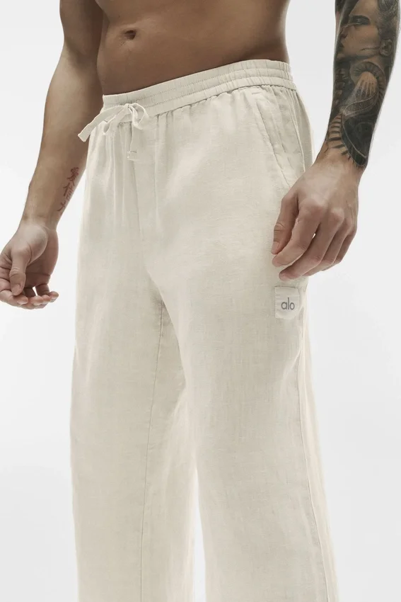 Linen Days byxor med raka ben – benvit