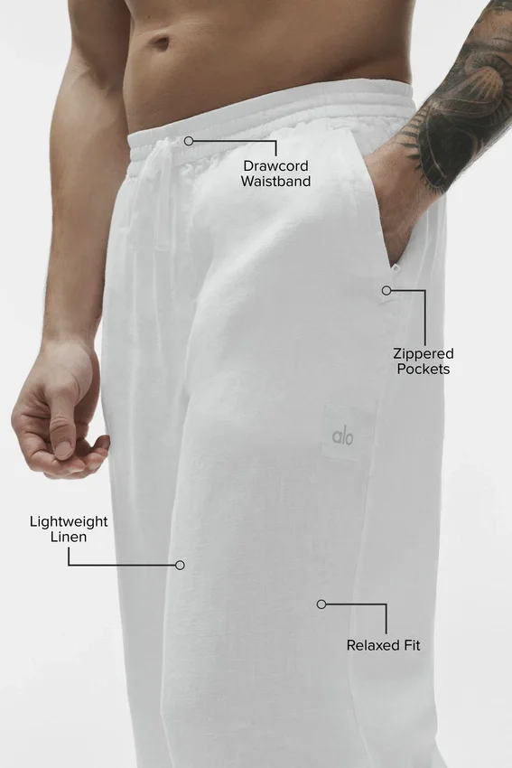 Linen Days byxor med raka ben – vit