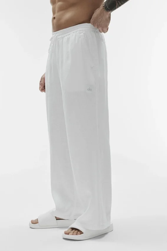 Linen Days byxor med raka ben – vit