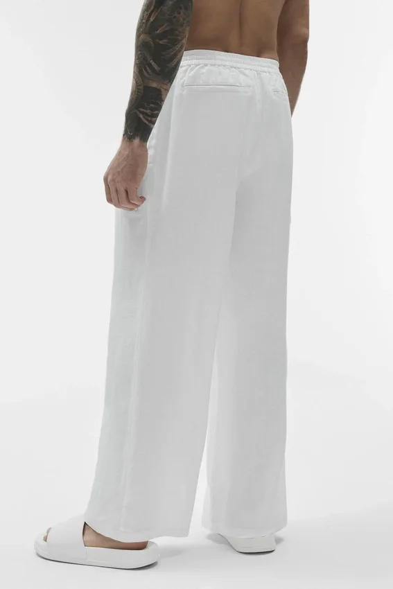Linen Days byxor med raka ben – vit