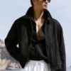 Linen Days Full Zip Jacket – Black