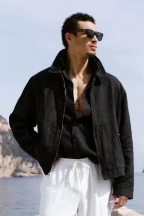 Linen Days Full Zip Jacket – Black