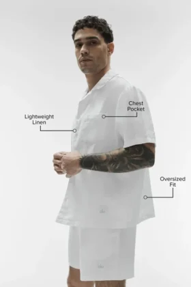 Linen Days kortärmad skjorta med knappar – vit