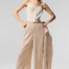 Linen Getaway Cargo Wide Leg Byxor – Macadamia