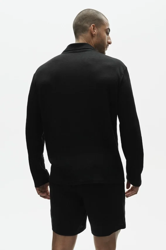 Linen Jersey Coastal långärmad skjorttröja – svart