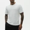 Linnejersey-T-shirt med kortärmat design i Coastal-stil – Vit