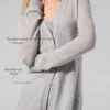 Lång kofta i genomskinlig kashmir – Athletic Heather Grey
