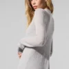 Lång kofta i genomskinlig kashmir – Athletic Heather Grey