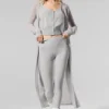 Lång kofta i genomskinlig kashmir – Athletic Heather Grey
