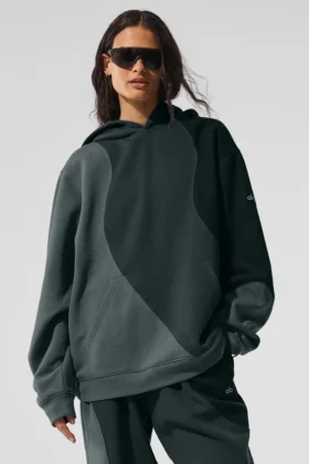 Make Waves-huvtröja – Charcoal Green Tonal