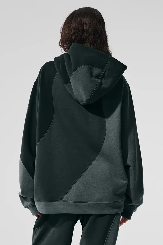 Make Waves-huvtröja – Charcoal Green Tonal