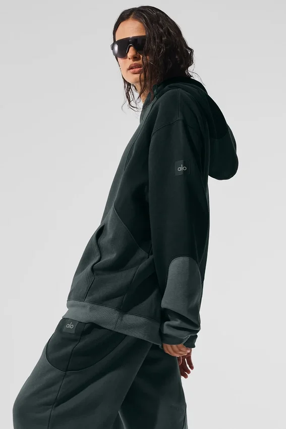 Make Waves-huvtröja – Charcoal Green Tonal