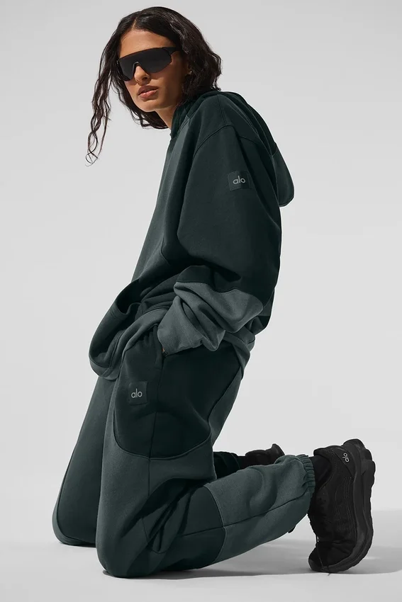 Make Waves-huvtröja – Charcoal Green Tonal
