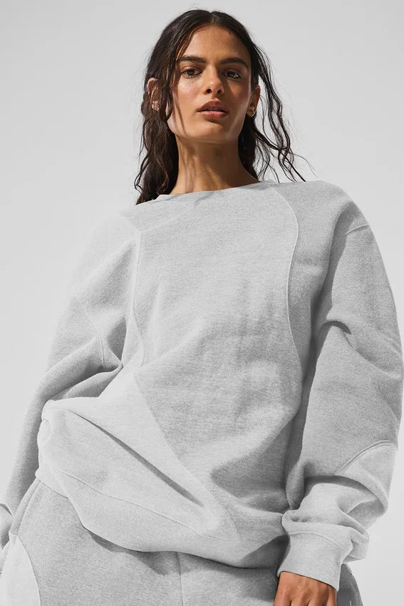 Make Waves-tröja med rund hals – Athletic Heather Grey Tonal