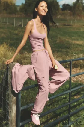 Megastar-cargobyxor med låg midja – Vintage Pink