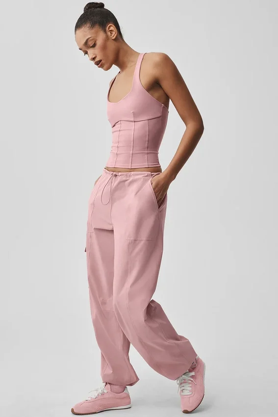 Megastar-cargobyxor med låg midja – Vintage Pink
