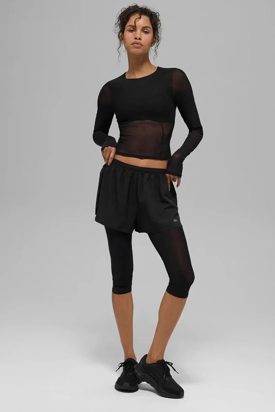 Mesh Front Runner 2-i-1-shorts – Svart